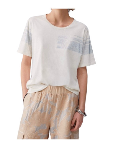 T-shirt donna Liu Jo white milk strass ES26LJ37 TA6267 JS923 M9223