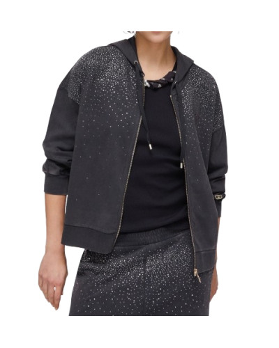 Felpa aperta donna Liu Jo con zip nero/waterfall ES26LJ36 TA6196 JS008