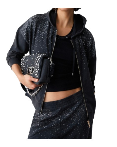 Felpa aperta donna Liu Jo con zip nero/waterfall ES26LJ36 TA6196 JS008