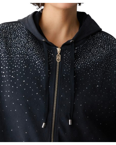 Felpa aperta donna Liu Jo con zip nero/waterfall ES26LJ36 TA6196 JS008