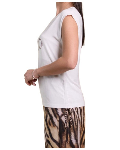 T-shirt donna Liu Jo bianco/animalier ES26LJ49 VA6047 JS360 S9740