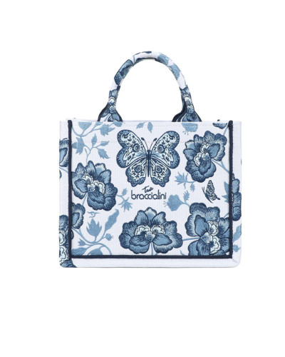 Borsa a mano Braccialini Queen tote small blu butterfly BS26BR42 B18920