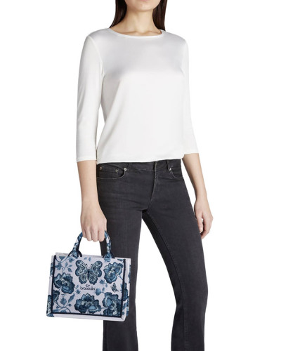 Borsa a mano Braccialini Queen tote small blu butterfly BS26BR42 B18920