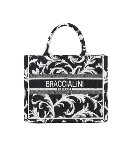 Borsa a mano Braccialini Queen tote small ramage nero BS26BR45 B18920