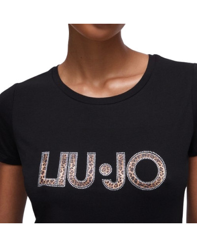 T-shirt donna Liu Jo nero/animalier ES26LJ61 VA6169 JS003 Y9908