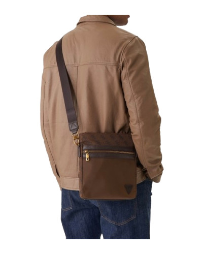 Borsa Guess tracolla uomo Berlin 4G logo coffee brown UBS26GU31 HMBENPP6123