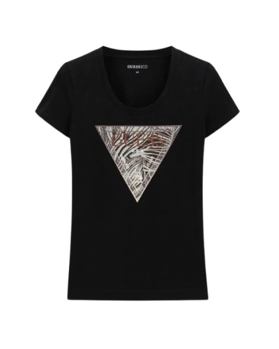 T-shirt donna Guess con stampa logo nero ES26GU68 W6GI19K3042 JBLK