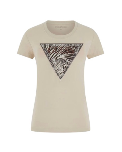 T-shirt donna Guess con stampa logo beige ES26GU69 W6GI19K3042 G1M5