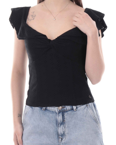 Top donna Guess smanicato Teodolina off black ES26GU82 W6GP23K3106