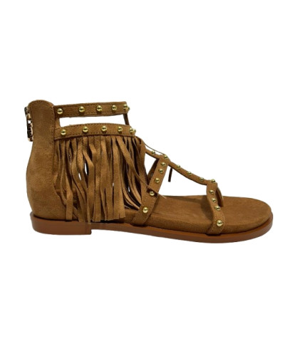 Scarpe donna sandalo Gold&gold con frange camel DS26GG50 GD471