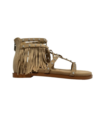 Scarpe donna sandalo Gold&gold con frange beige DS26GG51 GD471