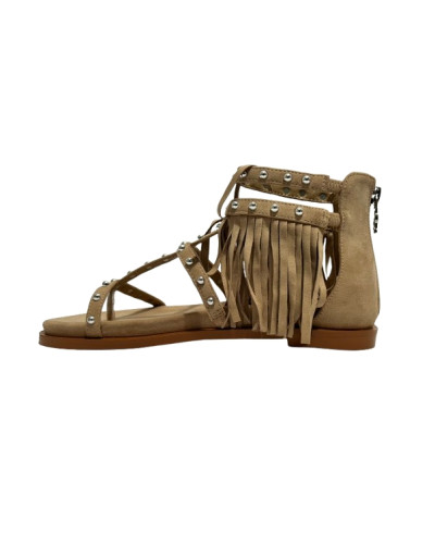 Scarpe donna sandalo Gold&gold con frange beige DS26GG51 GD471