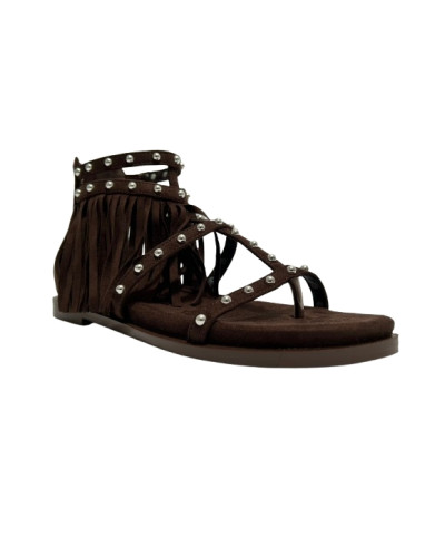 Scarpe donna sandalo Gold&gold con frange caffe DS26GG52 GD471