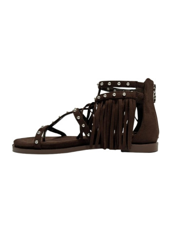 Scarpe donna sandalo Gold&gold con frange caffe DS26GG52 GD471