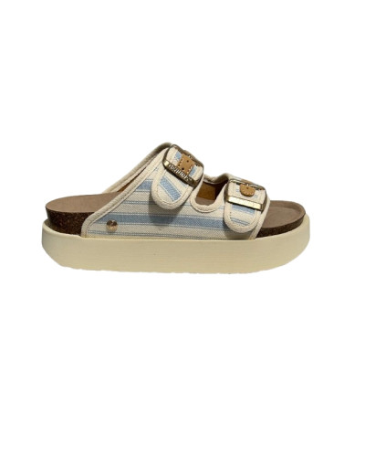 Sandalo donna Genuins Hawaii vegan stripes celeste DS26GN04 G106814