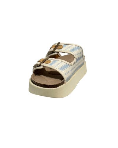 Sandalo donna Genuins Hawaii vegan stripes celeste DS26GN04 G106814