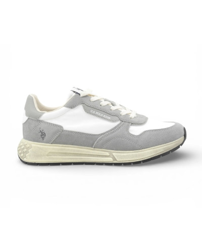 Scarpe U.S. Polo sneaker running Seneka004A in ecopelle scamosciata/tessuto/pelle white light grey US26UP10