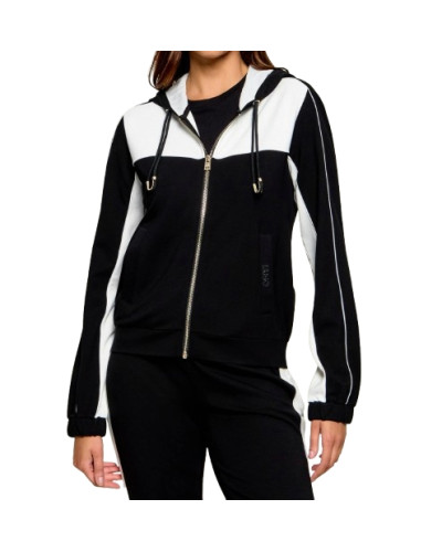 Felpa aperta donna Liu Jo con zip nero/bianco E27LJ01 TF6125 JS182 C3415