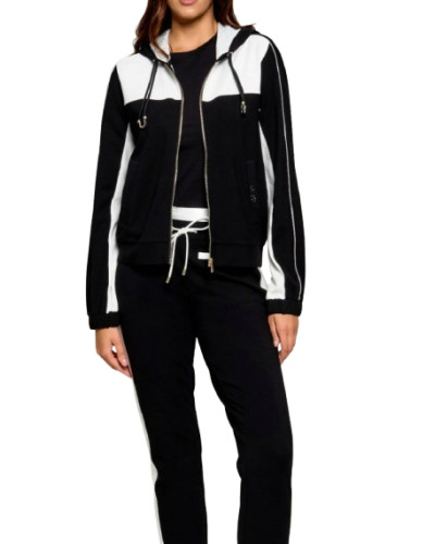Felpa aperta donna Liu Jo con zip nero/bianco E27LJ01 TF6125 JS182 C3415