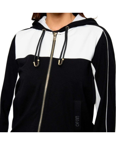 Felpa aperta donna Liu Jo con zip nero/bianco E27LJ01 TF6125 JS182 C3415