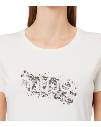 T-shirt donna Liu Jo bianco lana E27LJ03 TF6238 JS003 L92785