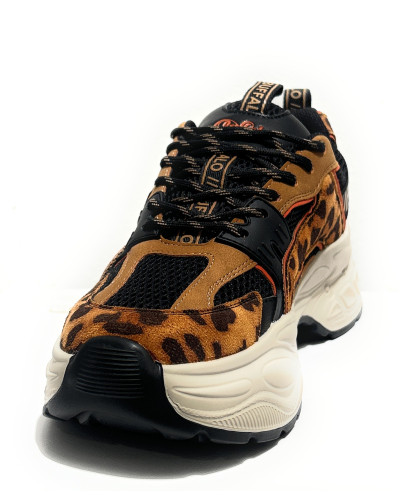 Scarpe donna Buffalo Yuno sneaker platform beige/ black/ animalier D27BF01 BNPD00016355