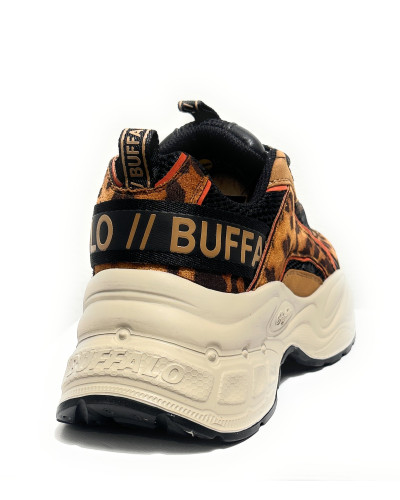 Scarpe donna Buffalo Yuno sneaker platform beige/ black/ animalier D27BF01 BNPD00016355