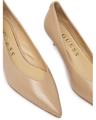 Décolleté Guess a punta tc 40 pelle beige Casen D27GU04 FLTCSELEA08