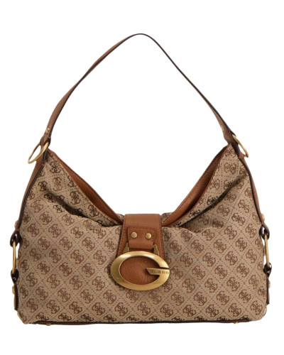 Borsa donna Guess a mano/spalla Camden latte logo/cognac B27GU98 JJ930818