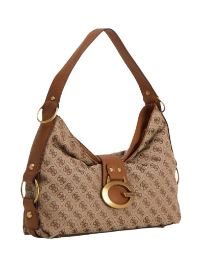 Borsa donna Guess a mano/spalla Camden latte logo/cognac B27GU98 JJ930818