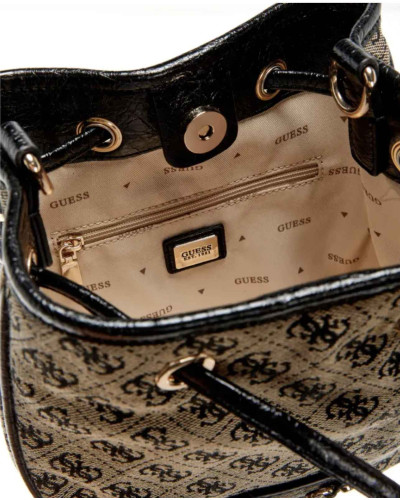 Borsa Guess tracolla Samantha mini drawstring bucket black logo B27GU109 JT231377