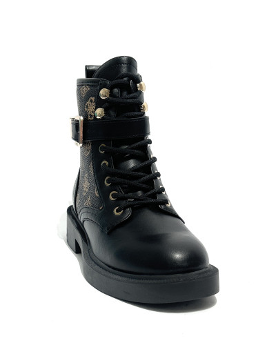 Scarpe donna Guess anfibio in ecopelle nero/ stampa multilogo D27GU31 FLFFEIELE10