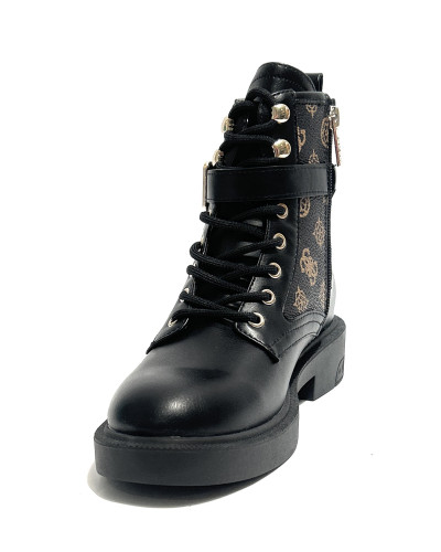Scarpe donna Guess anfibio in ecopelle nero/ stampa multilogo D27GU31 FLFFEIELE10