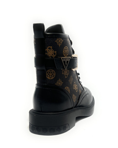 Scarpe donna Guess anfibio in ecopelle nero/ stampa multilogo D27GU31 FLFFEIELE10