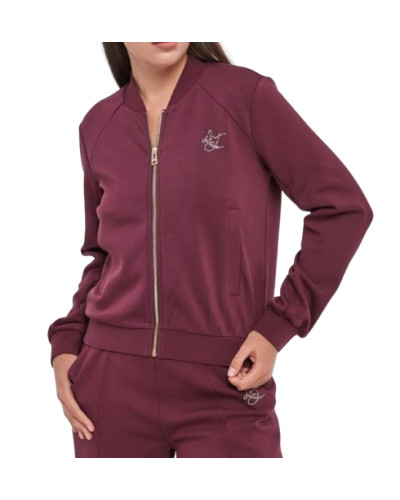 Felpa aperta donna Liu Jo con zip red aubergine E27LJ09 TF6287 J3958
