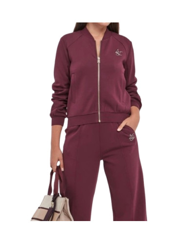 Felpa aperta donna Liu Jo con zip red aubergine E27LJ09 TF6287 J3958