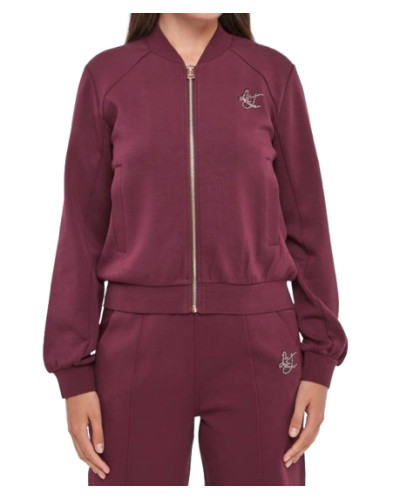 Felpa aperta donna Liu Jo con zip red aubergine E27LJ09 TF6287 J3958