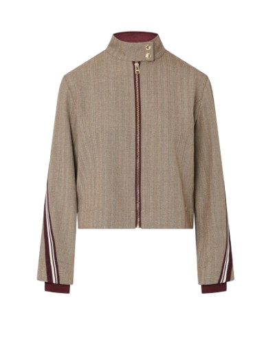 Giacca donna Liu-Jo navetta con tape bicolor brown rust strip E27LJ13 TF6146 T692A DDX06