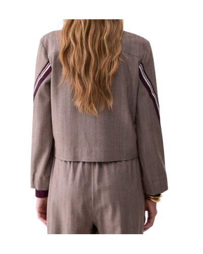 Giacca donna Liu-Jo navetta con tape bicolor brown rust strip E27LJ13 TF6146 T692A DDX06