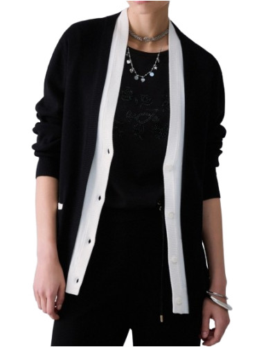 Maglia aperta donna Liu Jo cardigan nero/bianco E27LJ16 TF6035 MS49I A3521