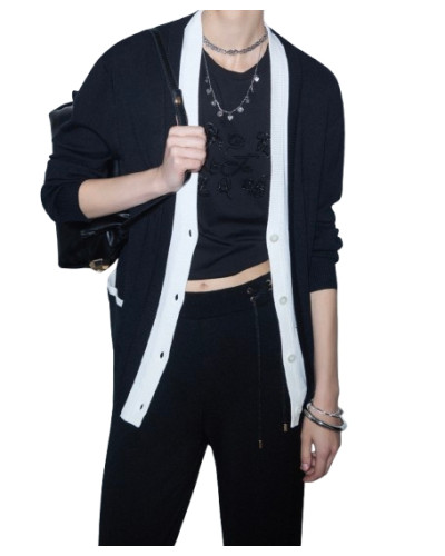 Maglia aperta donna Liu Jo cardigan nero/bianco E27LJ16 TF6035 MS49I A3521