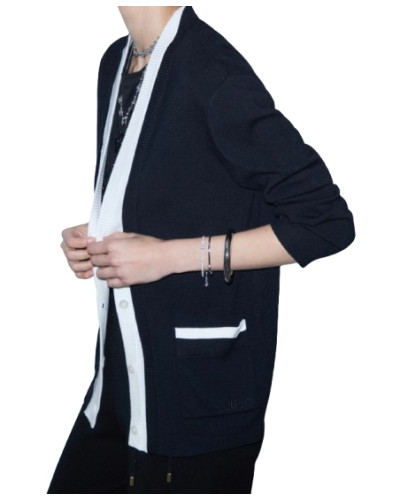 Maglia aperta donna Liu Jo cardigan nero/bianco E27LJ16 TF6035 MS49I A3521