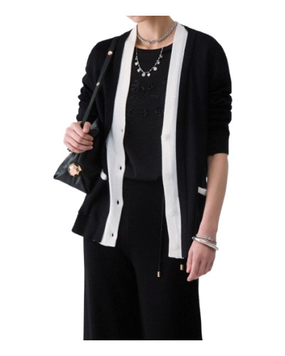 Maglia aperta donna Liu Jo cardigan nero/bianco E27LJ16 TF6035 MS49I A3521