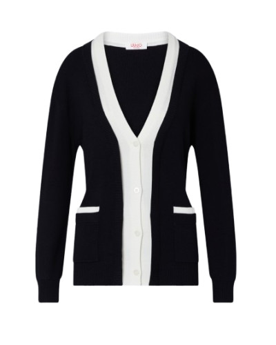 Maglia aperta donna Liu Jo cardigan nero/bianco E27LJ16 TF6035 MS49I A3521