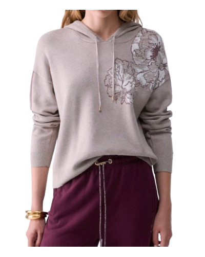 Felpa chiusa donna Liu Jo con cappuccio beige E27LJ17 TF6092 MS49I D3040