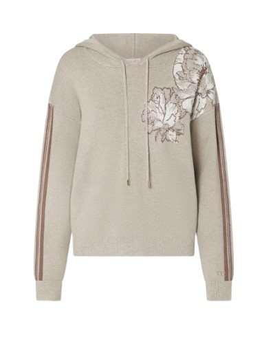 Felpa chiusa donna Liu Jo con cappuccio beige E27LJ17 TF6092 MS49I D3040