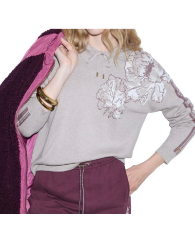 Felpa chiusa donna Liu Jo con cappuccio beige E27LJ17 TF6092 MS49I D3040