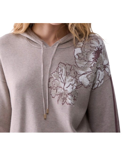 Felpa chiusa donna Liu Jo con cappuccio beige E27LJ17 TF6092 MS49I D3040
