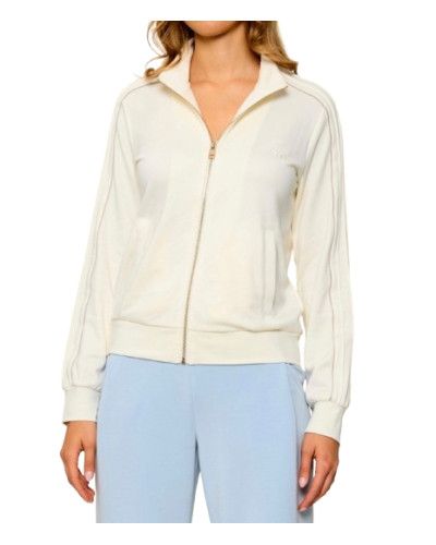 Felpa aperta donna Liu Jo con zip bianco lana E27LJ18 TF6052 F0778 D3023