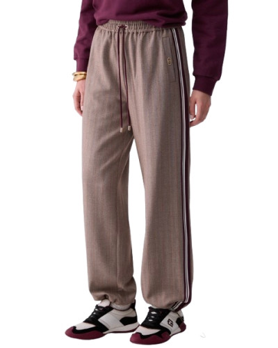 Pantalone donna Liu Jo in felpa lungo regular fit brown rust strip E27LJ19 TF6148 T692A DDX06
